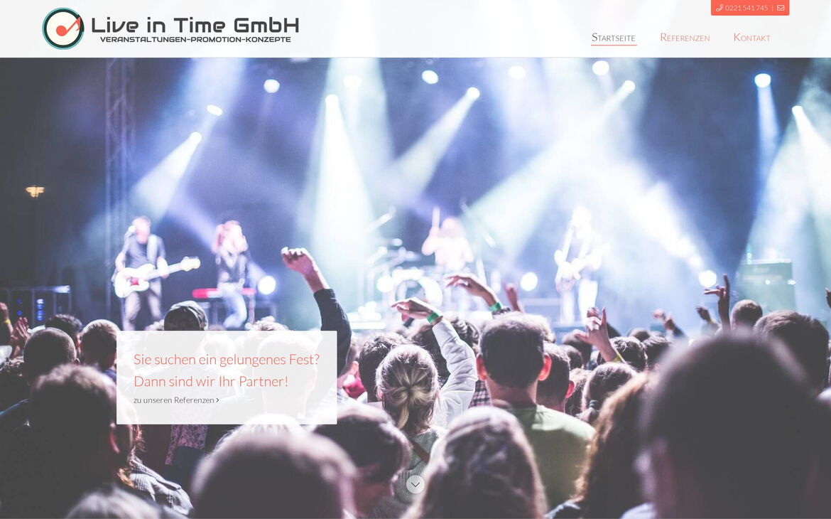 Webdesign-Referenz liveintime.de – Startseite