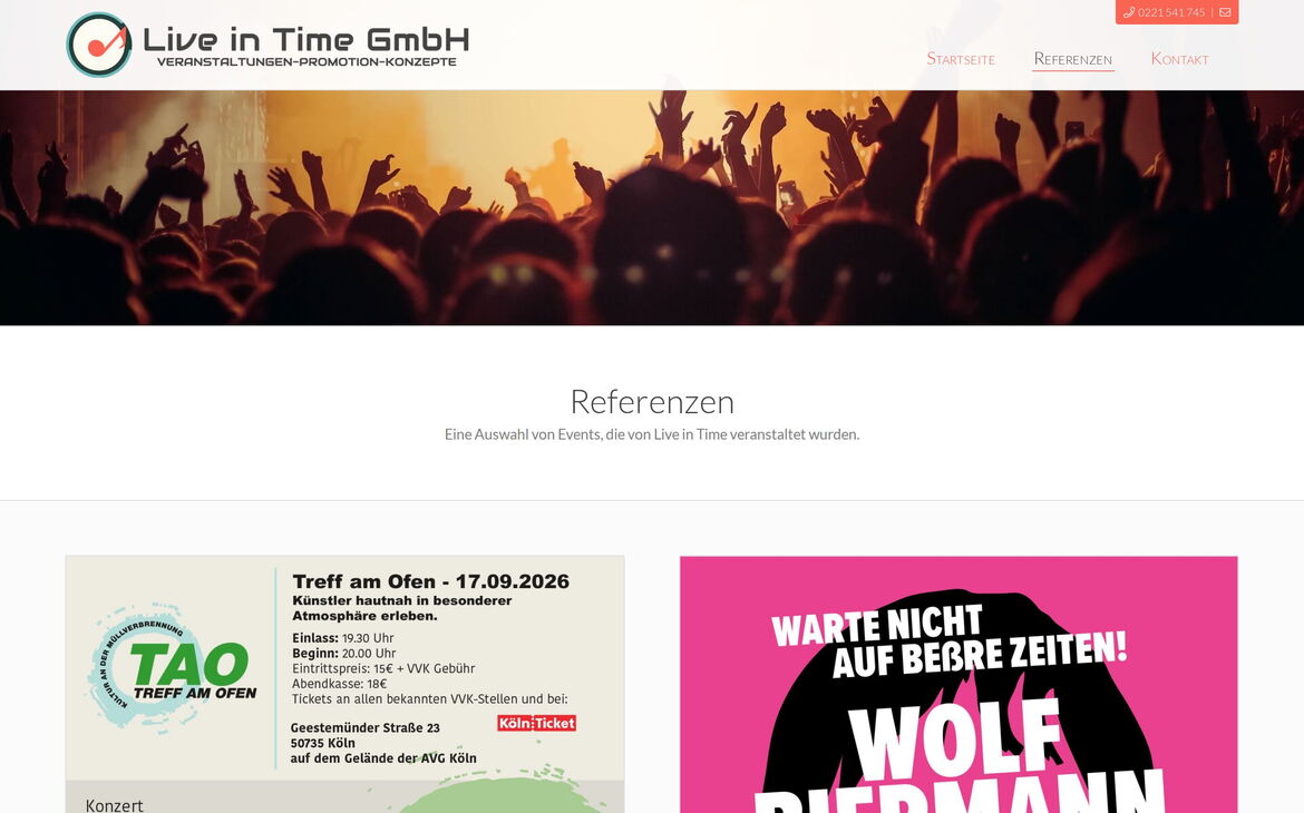 Webdesign-Referenz liveintime.de – Referenzen