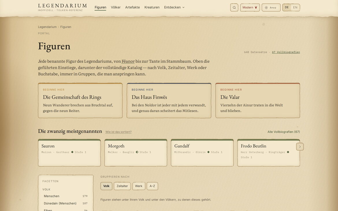 Webdesign-Referenz legendarium.page – Eigene Projekte