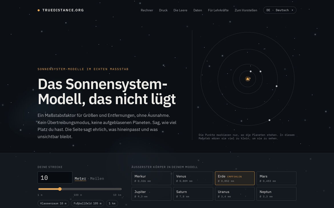 Webdesign-Referenz truedistance.org – Eigene Projekte