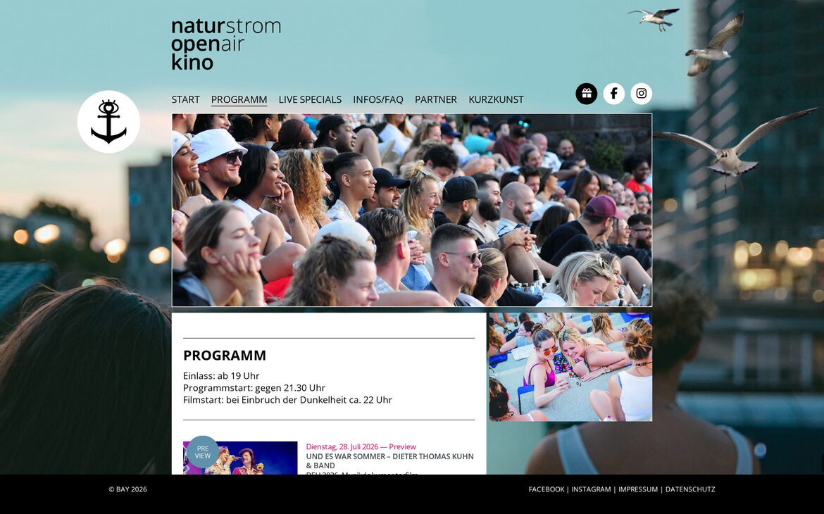 Webdesign-Referenz openairkino.koeln – Programm