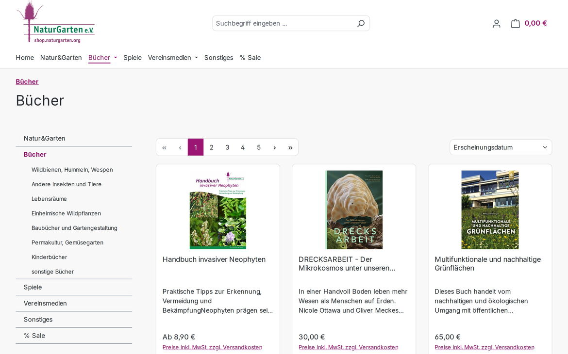 Webdesign-Referenz shop.naturgarten.org – Shops