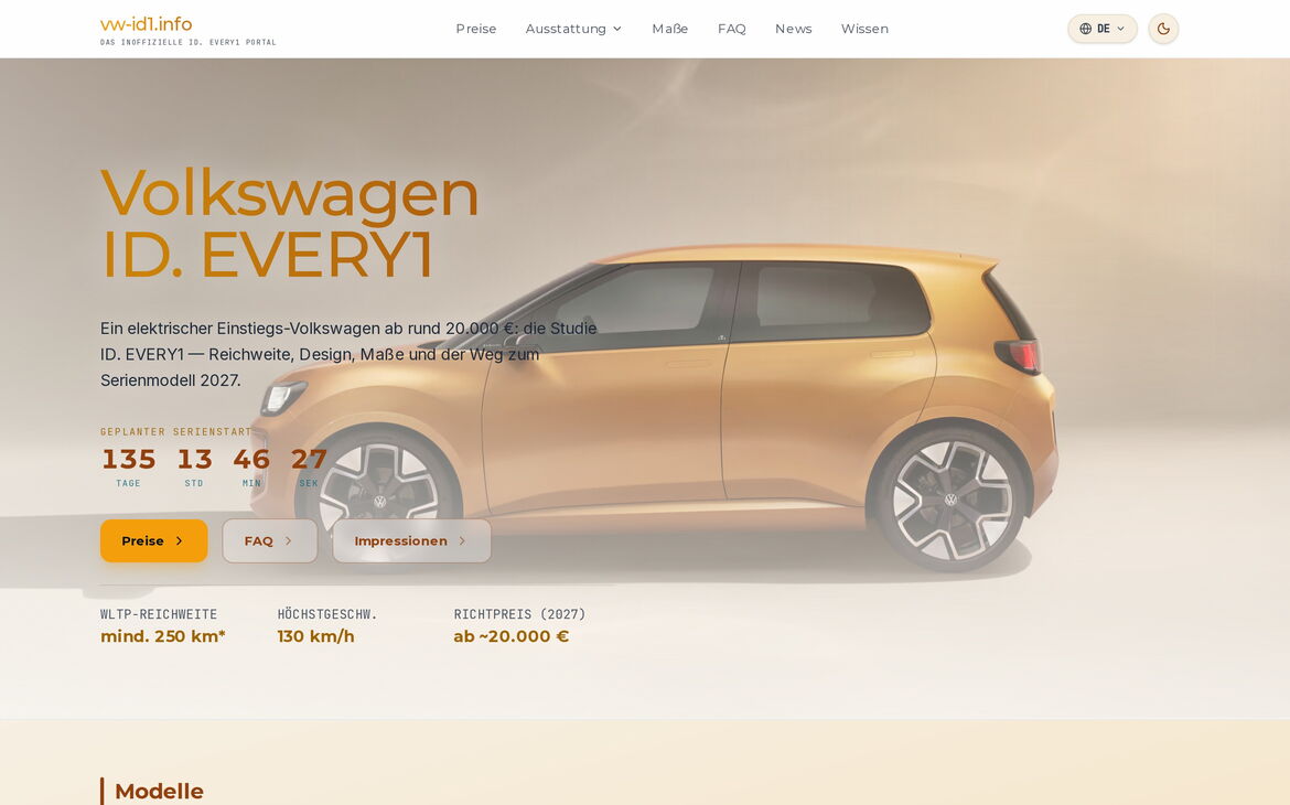 Webdesign-Referenz vw-id1.info – Eigene Projekte